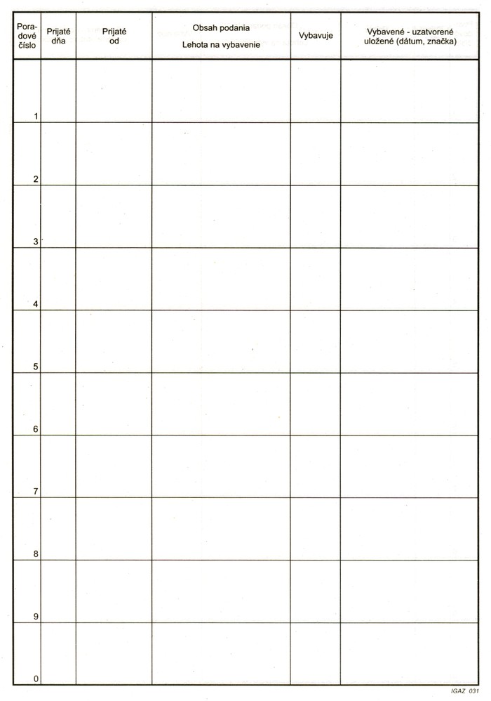 REGISTRATURNY DENNIK