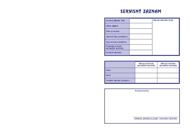 SERVISNY ZAZNAM A5