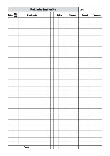 POKLADNICNA KNIHA NECISLOVANA A4