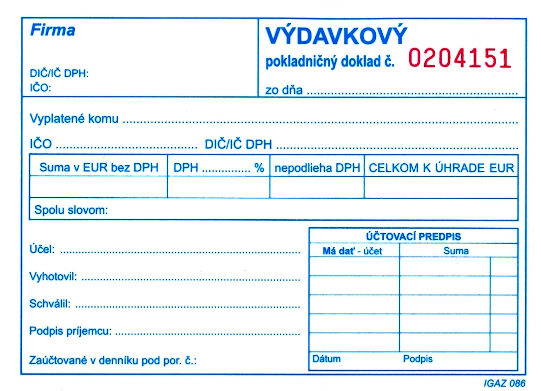 Vydavkovy PD A6 s DPH cisl. neprepis.     (1