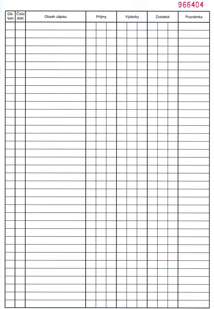 Pokladnicna kniha bez priepisu cislovana A4