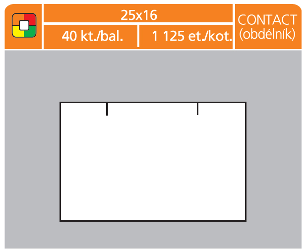 CEN. ETIKETY METO 14 BIELE OBDLZNIKOVE 25x16 /40ks/