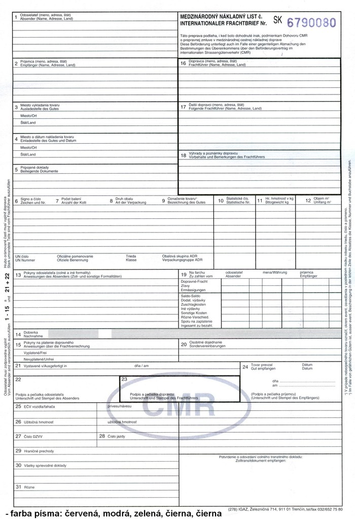 CMR A4 5-listova suprava prepis