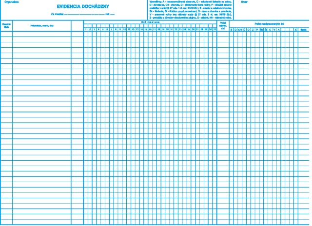 Evidencia dochadzky A3