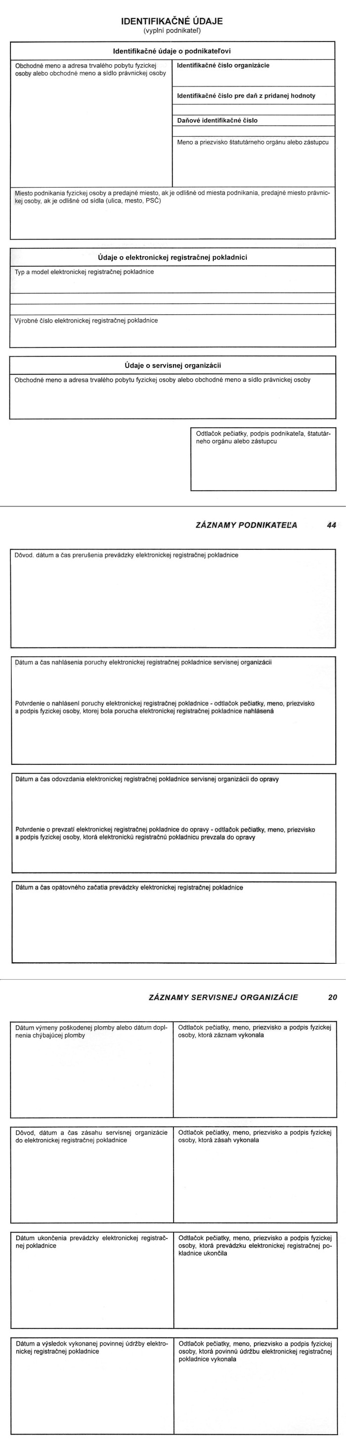 Kniha elektronickej registracnej pokladnice,tvrda vazba IGAZ590