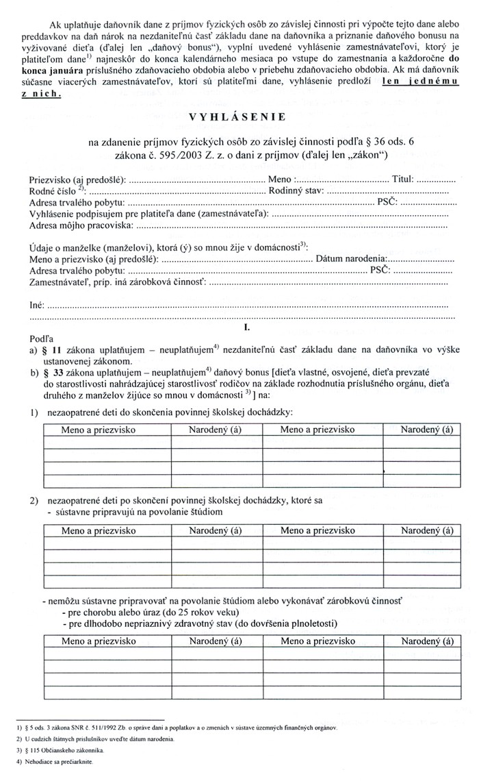 Vyhlasenie zo zavislej cinnnosti A3